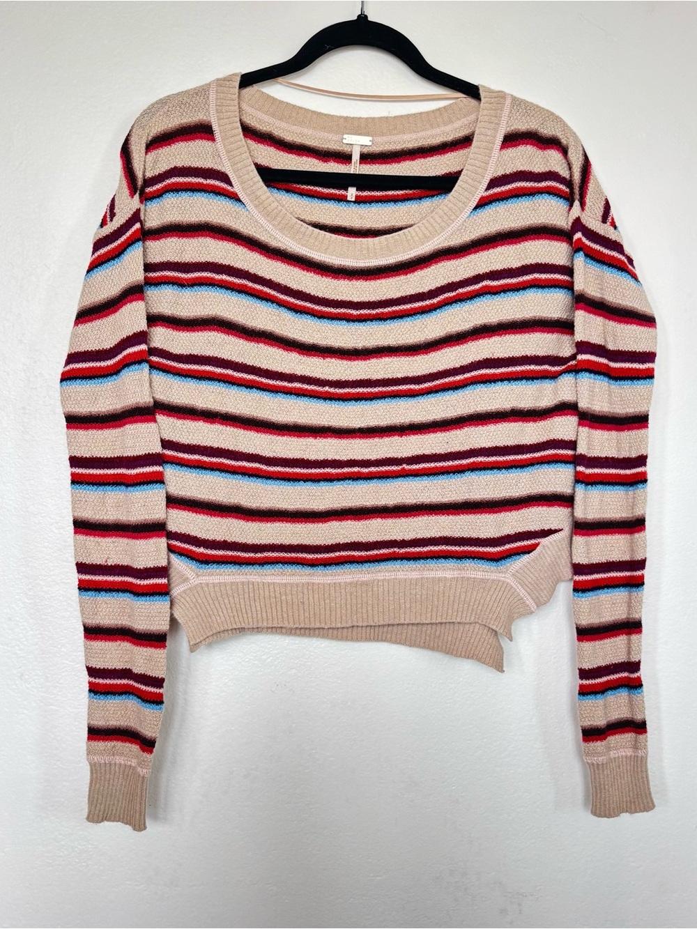 Free People Beach Road Trip Beige Crewneck Sweater top wool alpaca blend